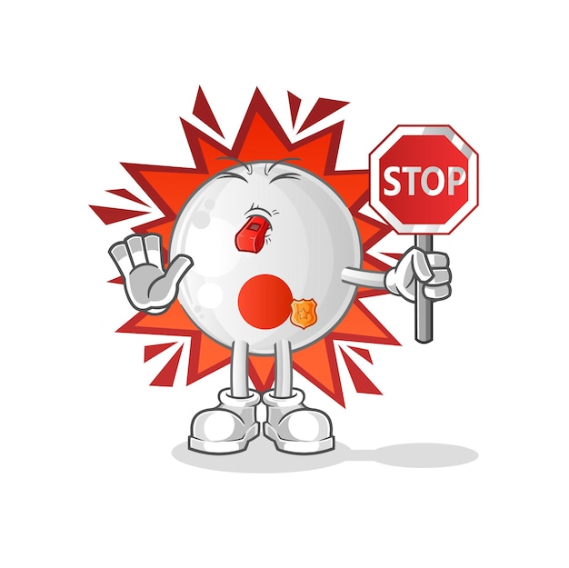 Bandera de Japón con señal de stop. vector de mascota de dibujos animados
