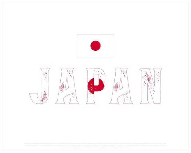 Bandera de Japón Tipografía con bandera nacional en un fondo blanco Diseño vectorial de tipografía de la bandera de Japón