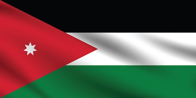 Bandera de Jordania colores oficiales y proporción ilustración vectorial digital bandera ondulada