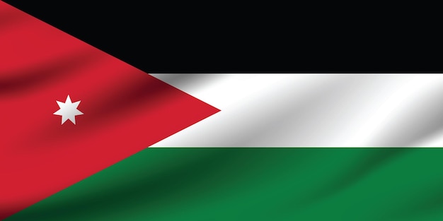 Bandera de Jordania colores oficiales y proporción ilustración vectorial digital bandera plegada