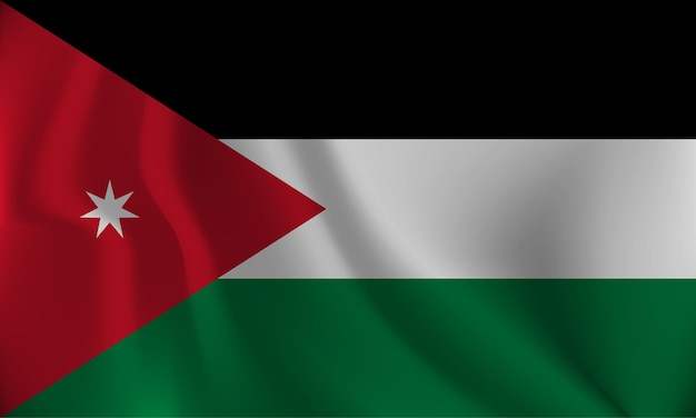 Bandera de jordania con efecto ondulado debido al viento