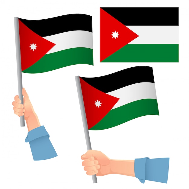 Bandera de jordania en mano