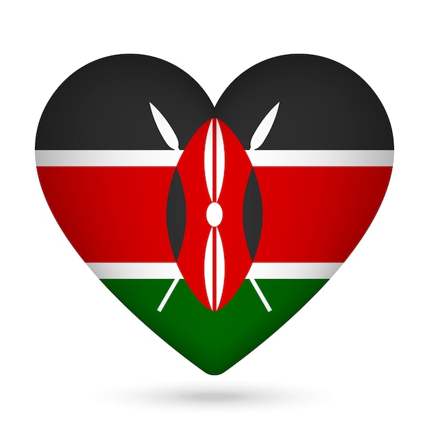 Bandera de Kenia en forma de corazón ilustración vectorial