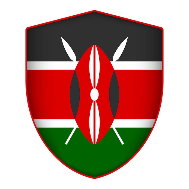 Bandera de Kenia en forma de escudo Ilustración vectorial