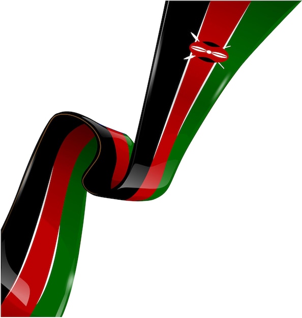 bandera de kenya con cinta sobre un fondo blanco