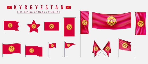 La bandera de Kirguistán diseño plano de la colección de banderas