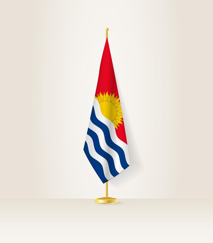 Vector bandera de kiribati en un soporte de bandera