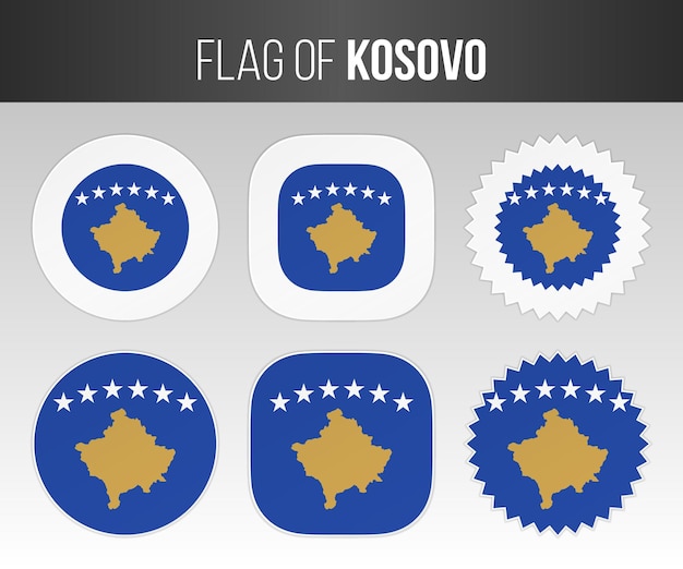 Vector bandera de kosovo etiquetas insignias y pegatinas banderas de ilustración de kosovo aislado