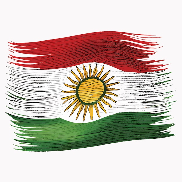 Bandera del Kurdistán sobre un fondo blanco