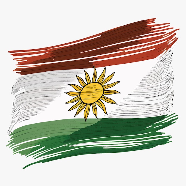 Bandera del Kurdistán sobre un fondo blanco