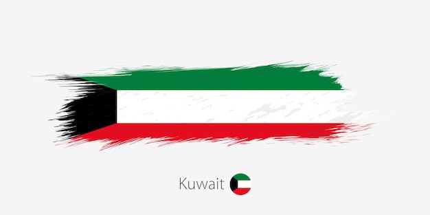 Vector bandera de kuwait grunge trazo de pincel abstracto sobre fondo gris