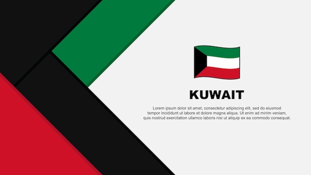 Bandera de Kuwait Plantilla de diseño de fondo abstracto Bandera del día de la independencia de Kuwait Ilustración vectorial de dibujos animados Kuwait