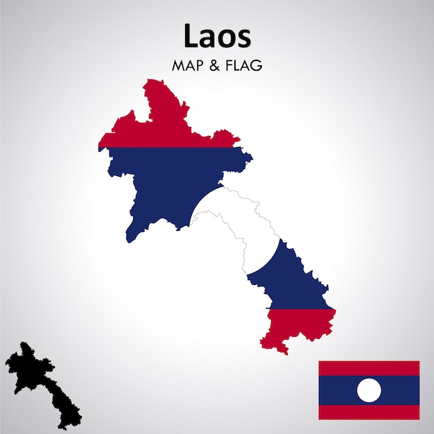 Bandera de Laos y archivo de vector de bandera de mapa de diseño de mapa