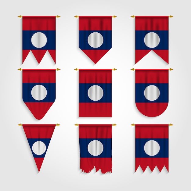 Vector bandera de laos en diferentes formas, bandera de laos en varias formas