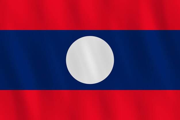 Bandera de Laos con efecto ondulado, proporción oficial.