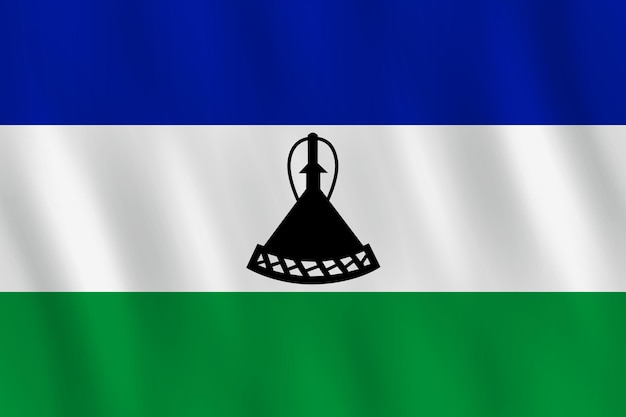 Bandera de lesotho con efecto ondulado, proporción oficial.