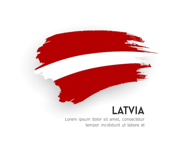 Bandera de Letonia, diseño de trazo de pincel aislado sobre fondo blanco, ilustración vectorial EPS10