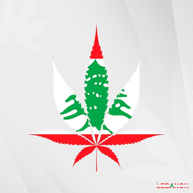 Bandera del líbano en forma de hoja de marihuana. el concepto de legalización del cannabis en el líbano.