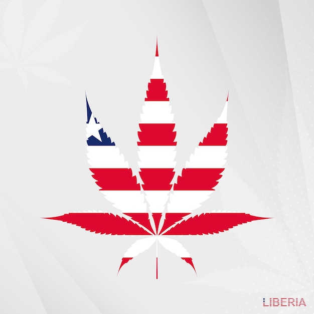 Bandera de liberia en forma de hoja de marihuana. el concepto de legalización del cannabis en liberia.