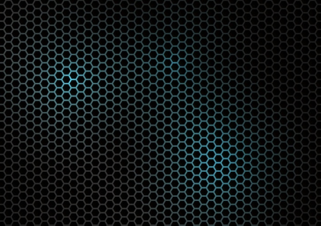 Bandera línea azul geometría de panal hexágono fondo negro