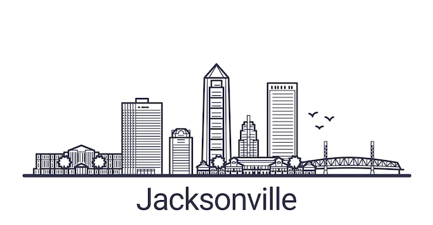 Bandera lineal de la ciudad de jacksonville. todos los edificios