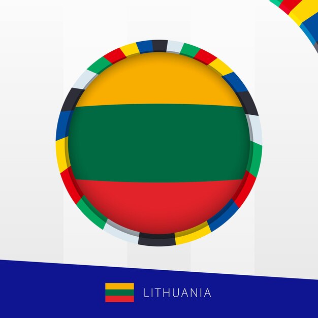 Bandera de Lituania con un círculo de colores en el borde