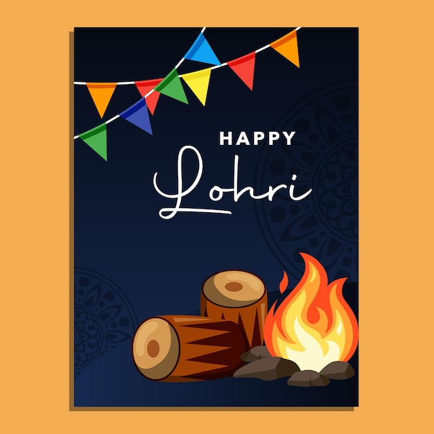 Bandera de Lohri feliz, vector de cartel. vector de ilustración de concepto de lohri
