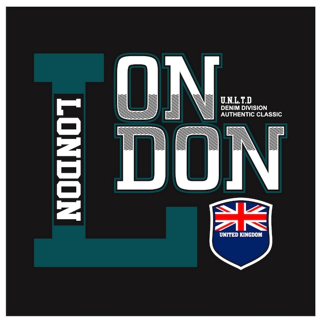 Bandera de Londres Reino Unido Diseño de tipografía vintage en ropa de camiseta de ilustración vectorial y otros usos