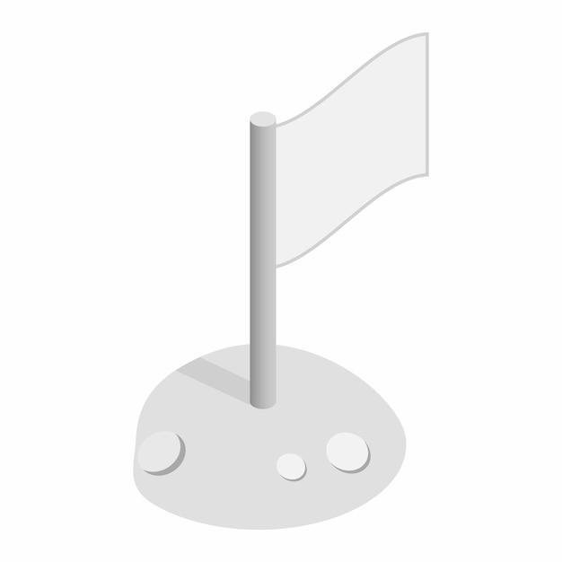 Bandera en la luna icono isométrico 3d aislado en un fondo blanco