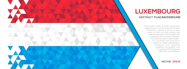 Bandera de Luxemburgo con fondo de forma geométrica de polígono abstracto