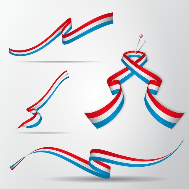 Vector bandera de luxemburgo. juego de cintas de luxemburgo. ilustración vectorial.