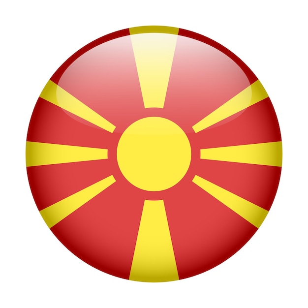 bandera de Macedonia del Norte icono redondo y brillante del botón