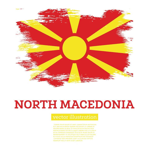 Vector bandera de macedonia del norte con trazos de pincel día de la independencia