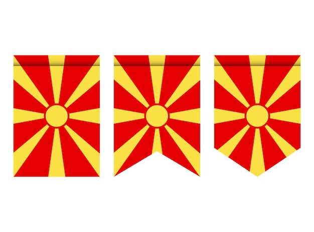 Bandera de Macedonia o banderín aislado sobre fondo blanco. Icono de la bandera del banderín.