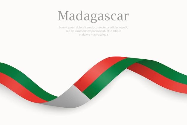 La bandera de Madagascar en la cinta que se agita