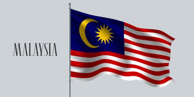 Bandera de Malasia en el asta de la bandera