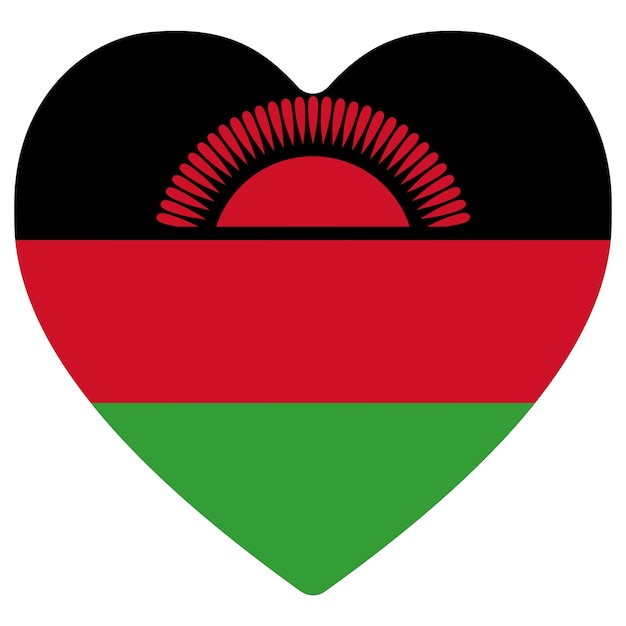 Bandera de Malawi en forma de corazón Diseño de la bandera de Malawi