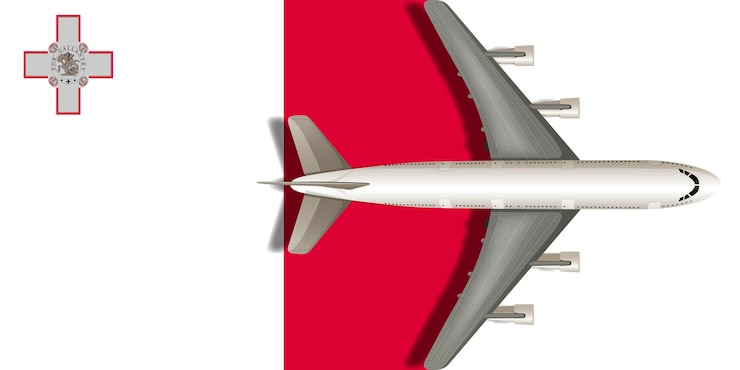 Vector bandera de malta con un avión volando sobre ella imagen vectorial