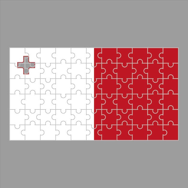 Bandera de malta del rompecabezas sobre un fondo gris