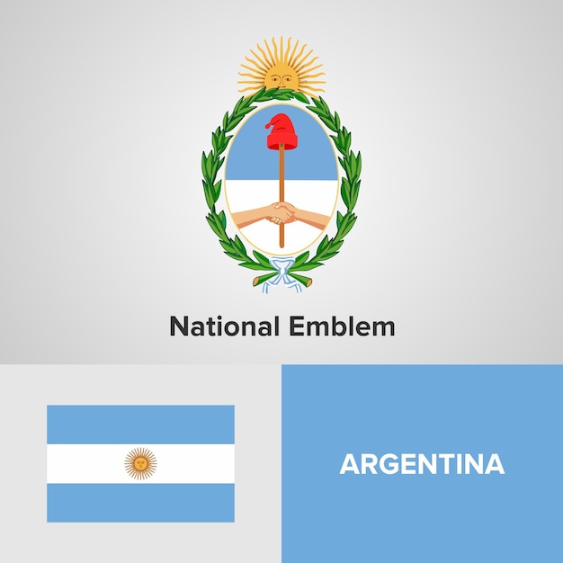 Bandera del mapa de Argentina y emblema nacional