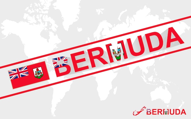 Bandera de mapa de Bermudas e ilustración de texto