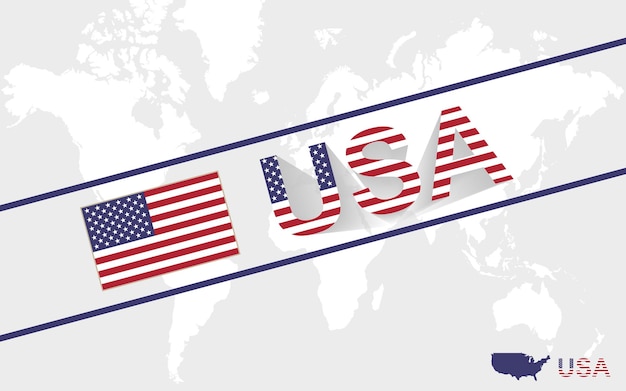 Vector bandera de mapa de estados unidos e ilustración de texto