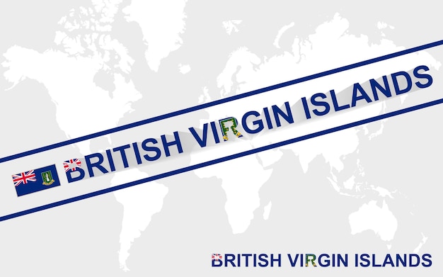 Bandera de mapa de las Islas Vírgenes Británicas e ilustración de texto