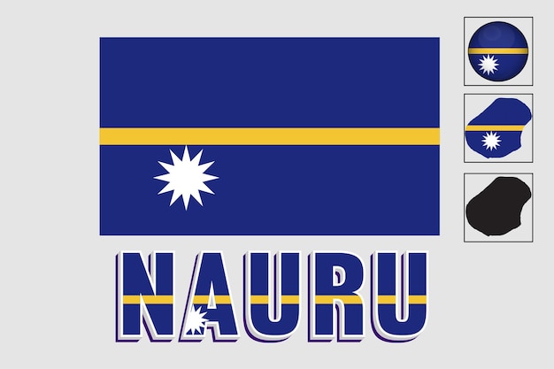 Bandera y mapa de Nauru en un gráfico vectorial