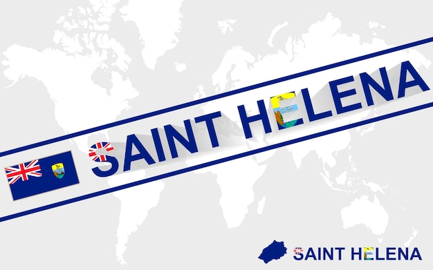 Bandera de mapa de Santa Helena e ilustración de texto