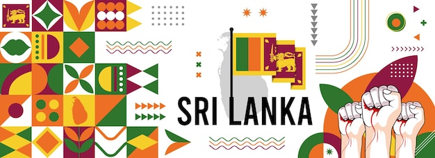 Bandera y mapa de Sri Lanka diseño de bandera nacional o día de la independencia para la celebración del país