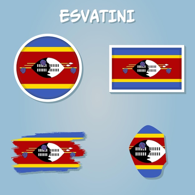 Bandera y mapaReino de Esvatini de pinceladas