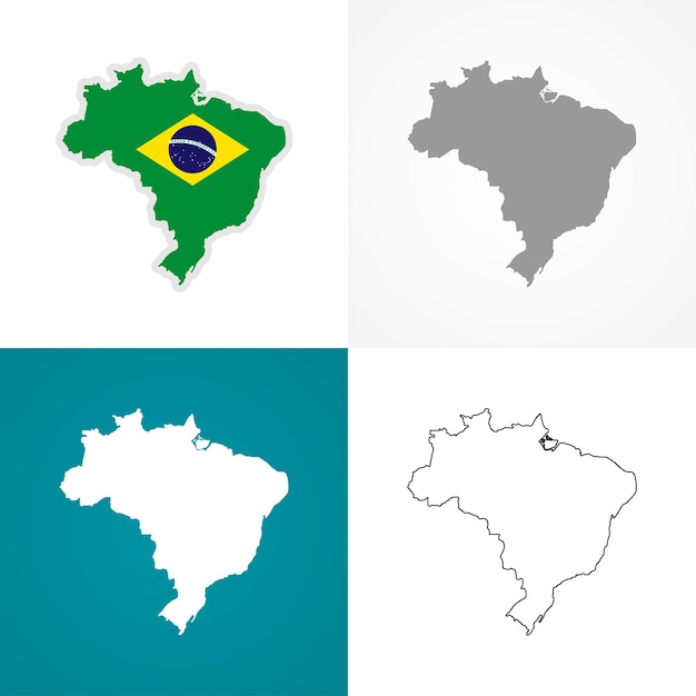 Vector bandera y mapas de brasil diseño vectorial