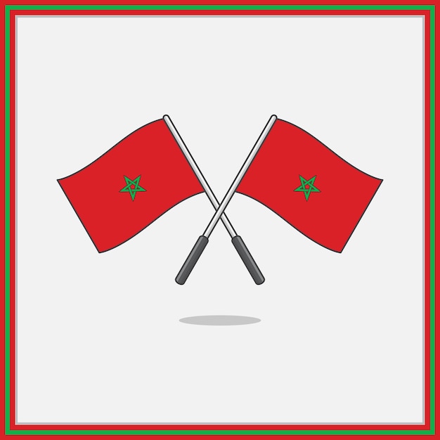 Bandera de Marruecos Ilustración vectorial de dibujos animados Esquema de icono plano de bandera de Marruecos