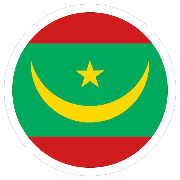 Bandera de Mauritania en forma de diseño de círculo redondo Bandera de Mauritania forma de diseño